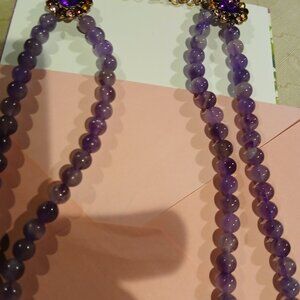 Gorgeous butterfly 🦋 💜 pendent with double strand amethyst bead strands